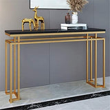 JSG Engineered Wood Console Table | Wood Console Table | End Table Side Table Console Table for Living Room Hall Bedroom Office | Multipurpose Table for Home Decor (Color: Black Plank with Golden Frame)