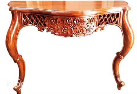 JSG Engineered Wood Console Table | Console Table, Carved Console Table, Two Leg Console Table, Fine Finish and Polished, Wooden Hand Carved Beautiful Design Decor Console Table