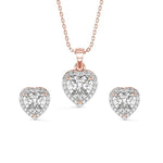 925 Sterling Silver Heart Earring Chain Jewellery Set | Rose Gold | Gift for Women & Girls