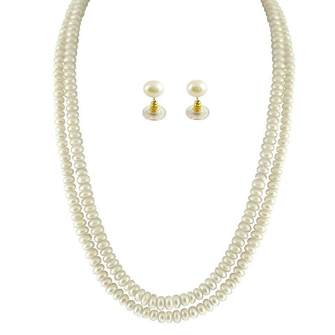 Double Line Pearl White Necklace For Women