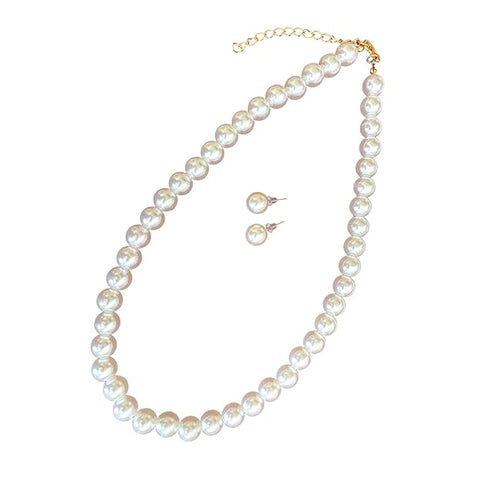 Pearl Necklace Moti Mala with matching Pearl Studs Earrings for Women and Girls