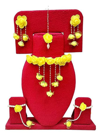 Jewellery Set for women Floret Gota Patti Necklace, Earrings, Bracelet & Maang Tika For Women & Girls (Mehandi/Haldi)