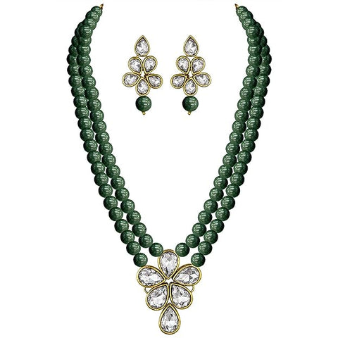 Traditional Kundan & Pearl Studded Necklace Jewellery Set For Women