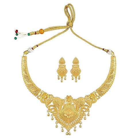 One Gram Gold Forming Choker Necklace Imitation/Jewellery Set For Women
