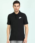 Men Self Design Polo Neck Pure Cotton Black T-Shirt