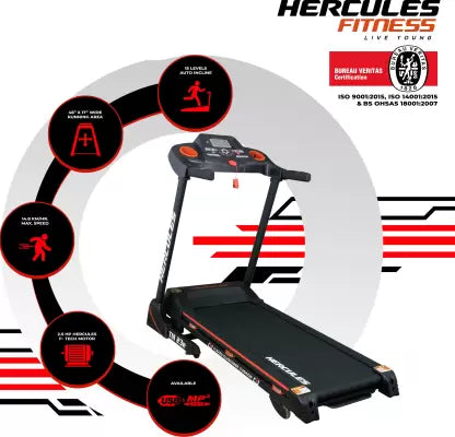 Hercules Fitness Motorized Treadmill with Auto Incline, Extra Wide Running Area, MP3 and USB for Home Gym Cardio Treadmill… Treadmill
