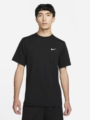 NIKE  Dri-FIT UV Hyverse Short-Sleeve Fitness Men Self Design Round Neck  Black T-Shirt