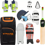 Strauss Premium (Club) RH Cricket Kit|Size SH| Set of 9 Complete Cricket Set Cricket Kit
