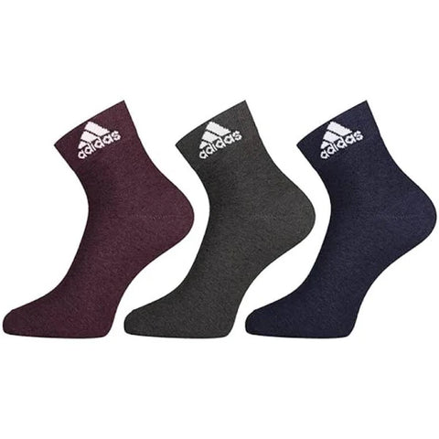 Adidas Men Pack Of 3 Solid Flat Knit Ankle-Length Socks(Onesize)