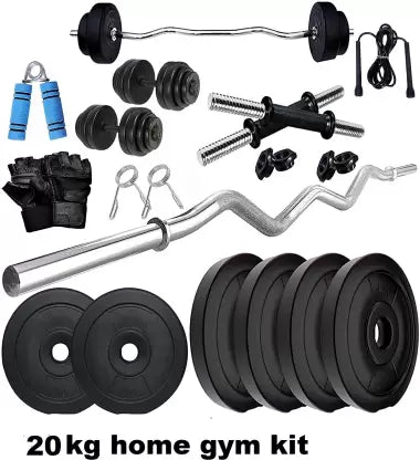 Pascal 20 KG PVC combo home gym kit Gym & Fitness Kit Gym & Fitness Kit