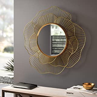 Mirror Wall Mirror for Entryways, Washrooms, Living Rooms and More | Doubles as Modern Wall Art, Frameless Mirror|Bathroom Mirror|Light Brown | JSG Decor