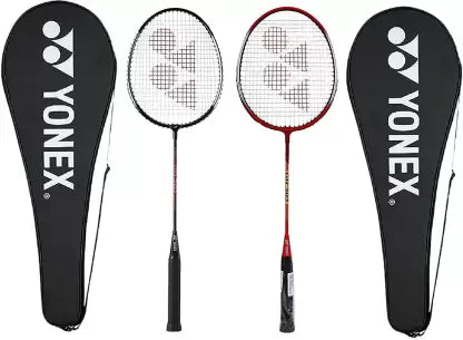 YONEX GR 303 Combo Aluminum Badminton Racquet with Full Cover, Set of 2 (Black/Red) Red, Black Strung Badminton Racquet  (Pack of: 2, 350 g)
