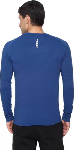 Sporty Men Round Neck Blue T-Shirt