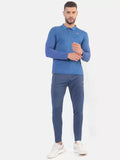 Self Design Men Blue Track Pants | TECHNOSPORT