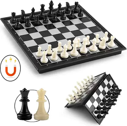 Chess Board Folding With Magnetic Pieces And Standard Board