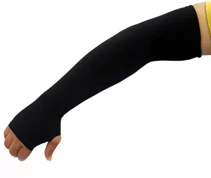 Polyester Arm Sleeve For Men & Women  (L, Black)