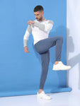 Self Design Men Light Blue Track Pants | TECHNOSPORT