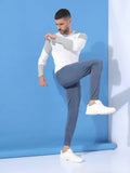 Self Design Men Light Blue Track Pants | TECHNOSPORT